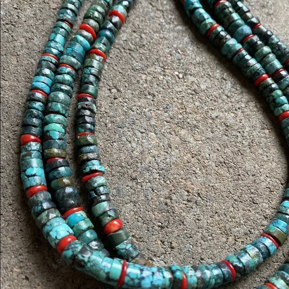 S.S.Multi StrandTurquoise CoralHeishi BeadNecklace